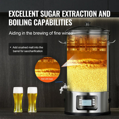 Electric Brewing System 8 Gallon Stainless Steel Home Beer Brewing Stock Pot 2