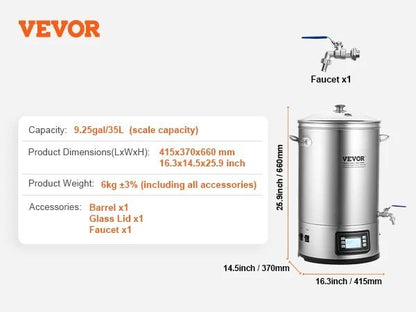 Electric Brewing System 8 Gallon Stainless Steel Home Beer Brewing Stock Pot 6