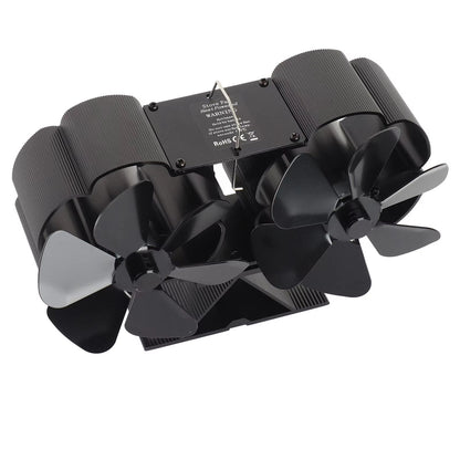Heat Powered Wood Stove Fan  Silent Dual Motors With 6 Blades For Efficient Fireplace Heating 2