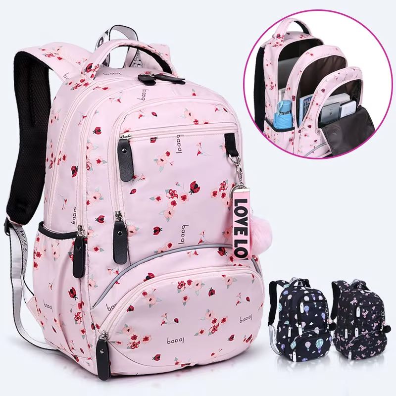 Waterproof School Backpack – Large Cute Printed Book Bag for Kids & Teen Girls