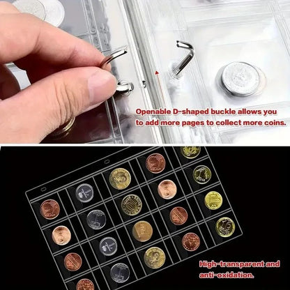 200 Pocket PU Leather Coin Collection Album With 10 Pages  Storage For Paper Currency 3