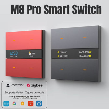 M8Pro Tuya Smart Switch with Zigbee Hub – Multi-Device Control, HD Display & Customizable Keys