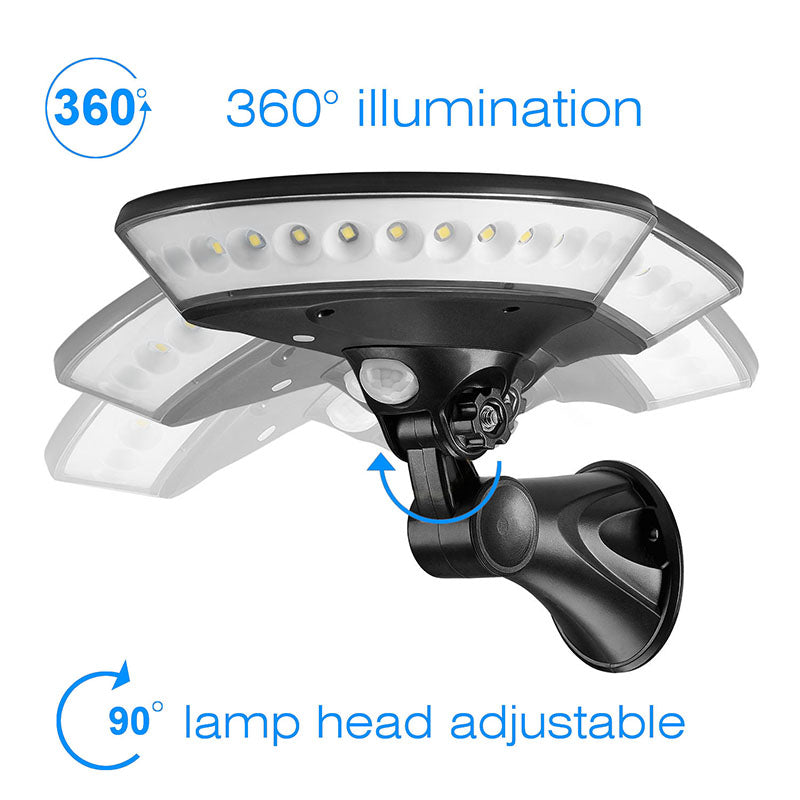 UFO Solar Powered Gate PIR Sensing Light, 360 Degree Luminous Outdoor Solar Wall Lamp, Courtyard Induction Street Light
