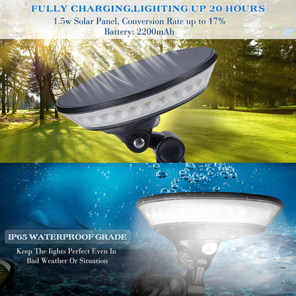 UFO Solar Powered Gate PIR Sensing Light, 360 Degree Luminous Outdoor Solar Wall Lamp, Courtyard Induction Street Light