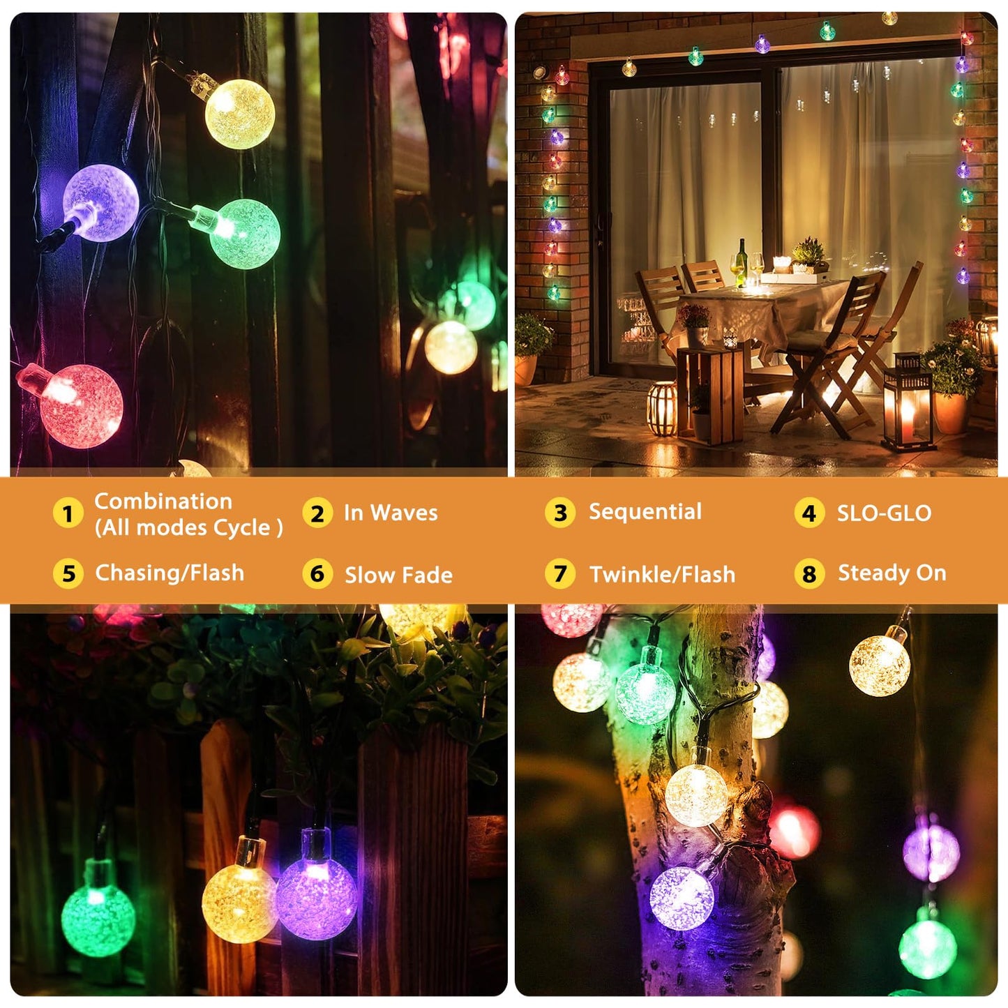 Outdoor Solar String Lights Bubble Fairy Lights for Yard, Tree, Party, Christmas, Easter, Garden Camping Decoration