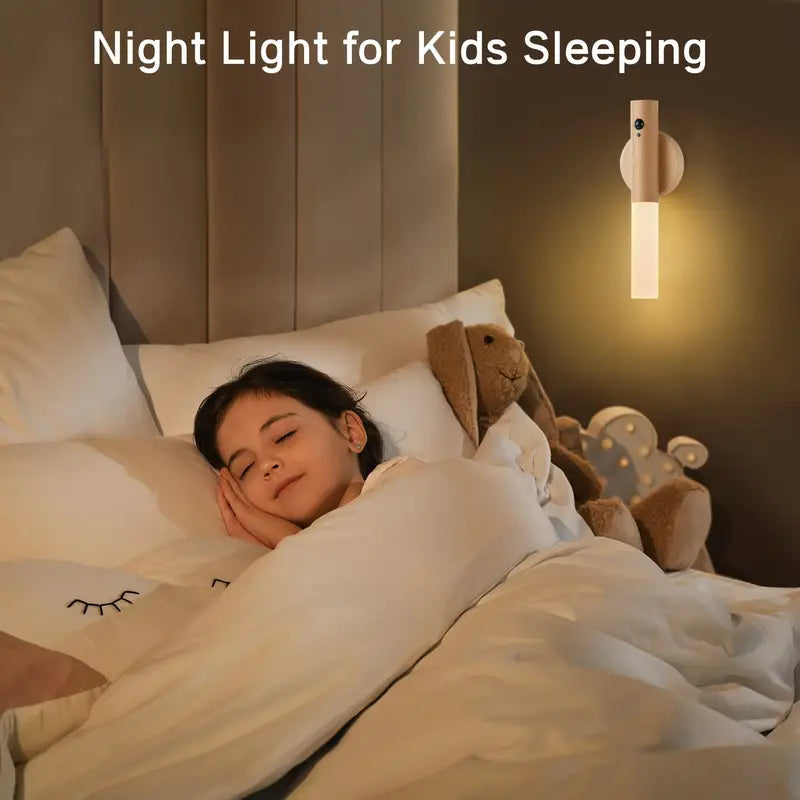 LED Smart Motion Sensor Night Light Rechargeable Magnetic Wall Lamp For Bedroom Hallway Stairs Bath 3