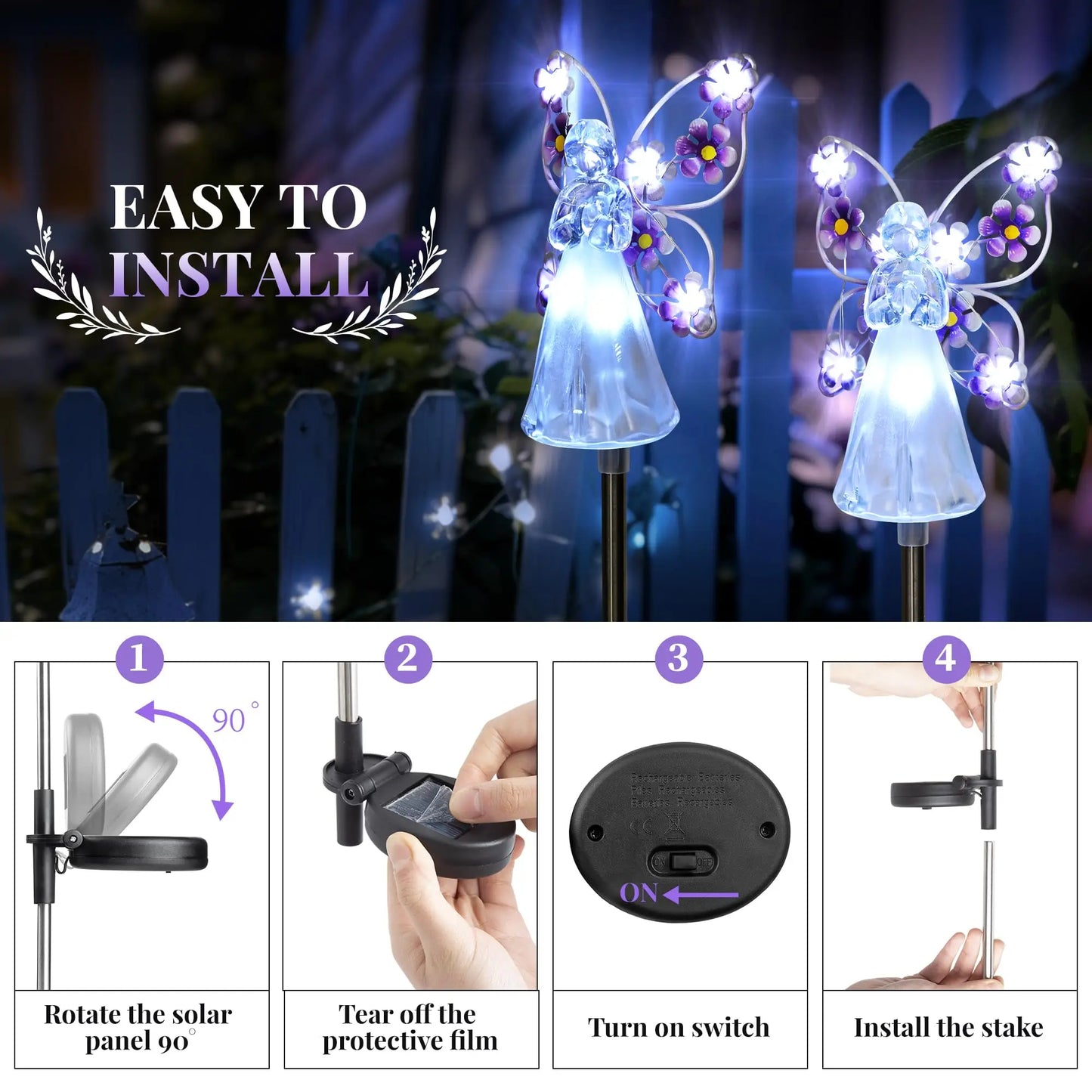 Angel Solar Garden Light Outdoor Waterproof Pathway Decoration, Solar Landscape Lights, Grave Cemetery Sympathy Gift