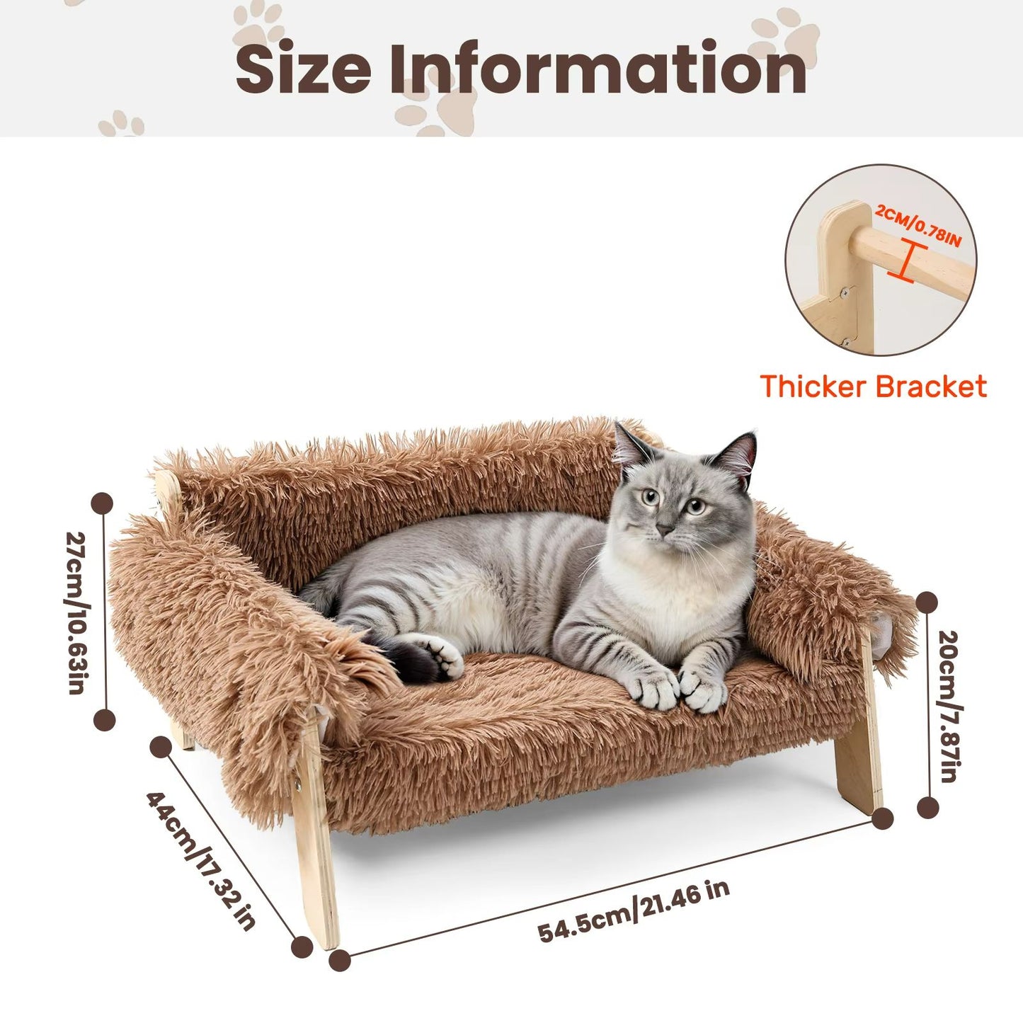 Plush Raised Cat Sofa Bed  Large Indoor Cat Bed With Wooden Legs  Soft Cushion 1