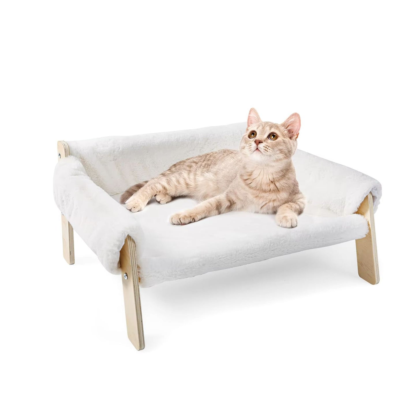 Plush Raised Cat Sofa Bed  Large Indoor Cat Bed With Wooden Legs  Soft Cushion 7