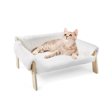 Plush Raised Cat Sofa Bed  Large Indoor Cat Bed With Wooden Legs  Soft Cushion 7