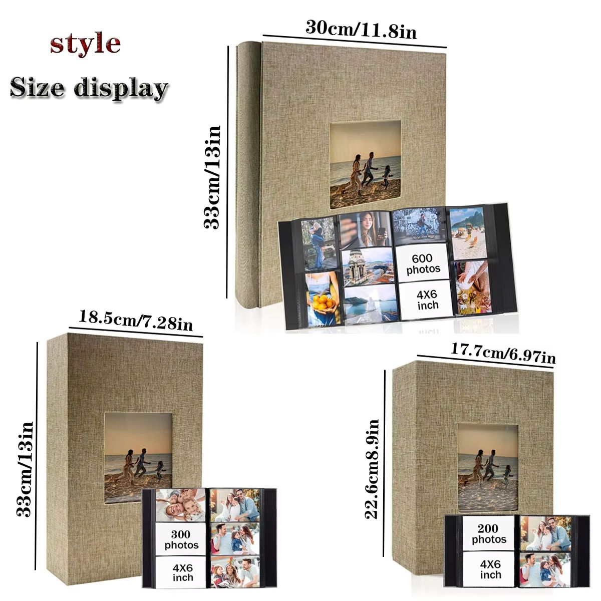 Linen 4x6 Photo Album  600 Pocket Large Capacity Album With Horizontal  Vertical Display 2
