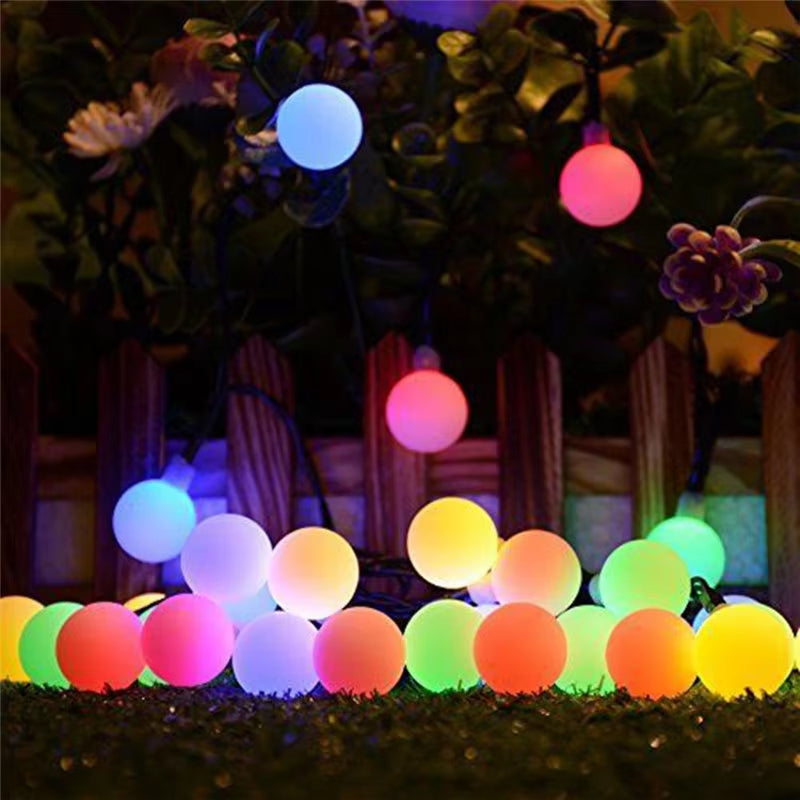 LED Solar Lamp Small White Ball, Outdoor String Fairy Lights Solar, Garden Garland for Christmas Party Decor