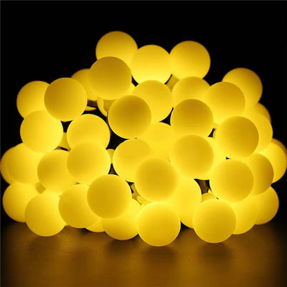LED Solar Lamp Small White Ball, Outdoor String Fairy Lights Solar, Garden Garland for Christmas Party Decor