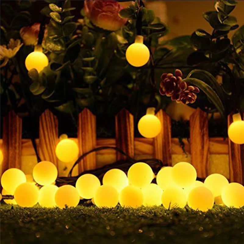 LED Solar Lamp Small White Ball, Outdoor String Fairy Lights Solar, Garden Garland for Christmas Party Decor