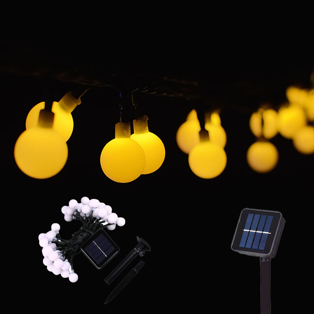 LED Solar Lamp Small White Ball, Outdoor String Fairy Lights Solar, Garden Garland for Christmas Party Decor