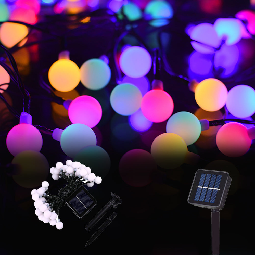 LED Solar Lamp Small White Ball, Outdoor String Fairy Lights Solar, Garden Garland for Christmas Party Decor