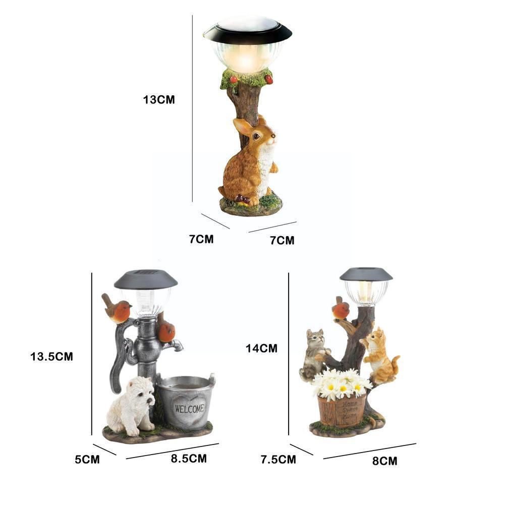 Whimsical Solar Lamp Cat Dog Statue Creative Rabbit Window Animal Light Decoration Garden And Home  4
