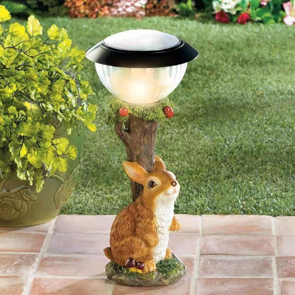 Whimsical Solar Lamp Cat Dog Statue Creative Rabbit Window Animal Light Decoration Garden And Home  2