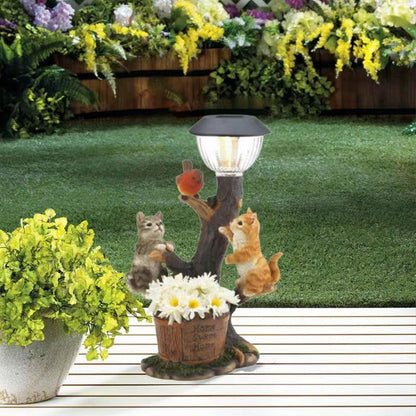 Whimsical Solar Lamp Cat Dog Statue Creative Rabbit Window Animal Light Decoration Garden And Home  3