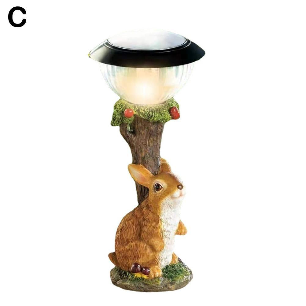 Whimsical Solar Lamp Cat Dog Statue Creative Rabbit Window Animal Light Decoration Garden And Home  6