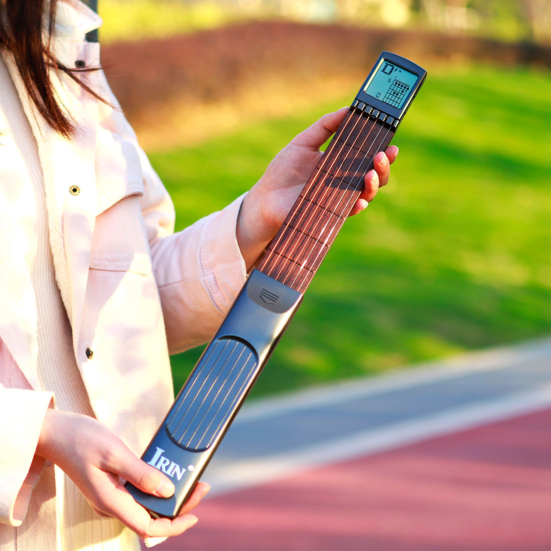String Guitar Portable Chord Trainer, Fret Guitar Finger Trainer with Screen Display, Beginner & Progressive Training