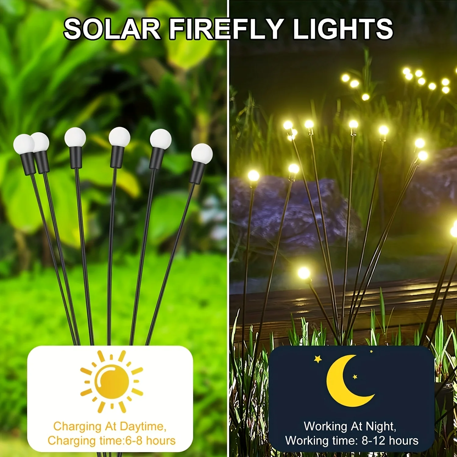 New Upgraded Solar Powered Garden Lights, Firefly Lights Outdoor Waterproof for Yard Patio Pathway Decoration
