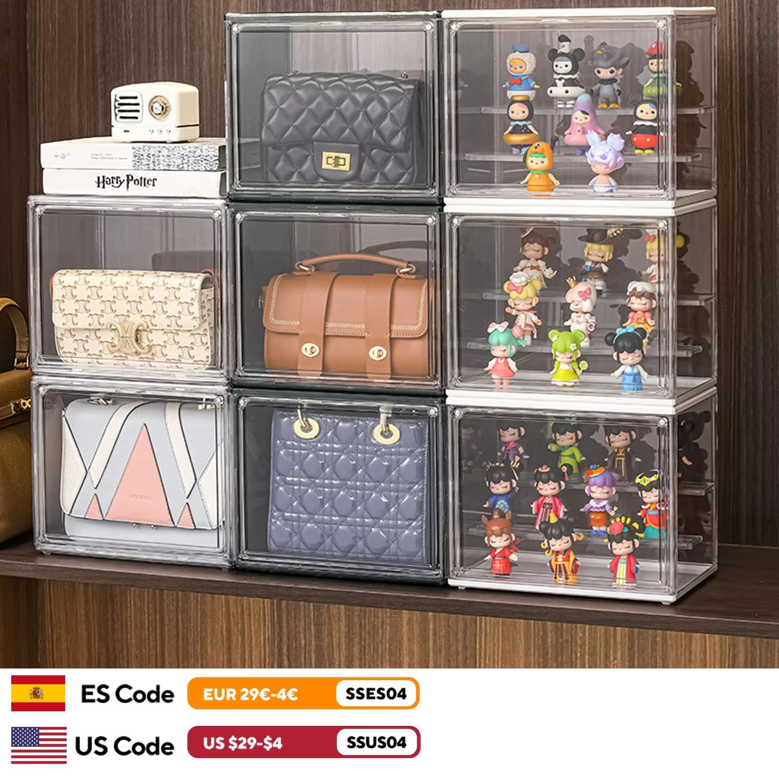 Clear Stackable Display Box – Dustproof Plastic Storage Case for Collectibles, Figures & Cosmetics