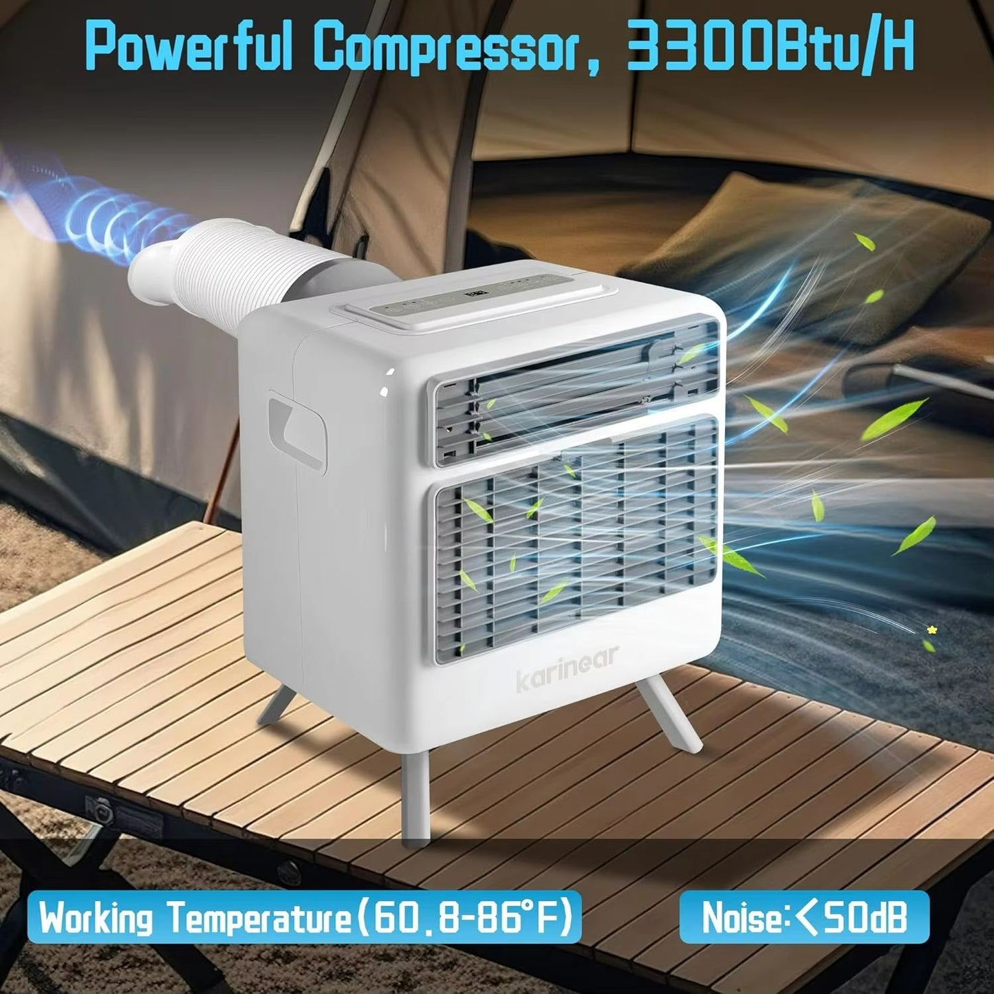 Portable Air Conditioner For Camping  3300BTU Fast Cooling AC Unit With 3 Modes  24H Timer 3