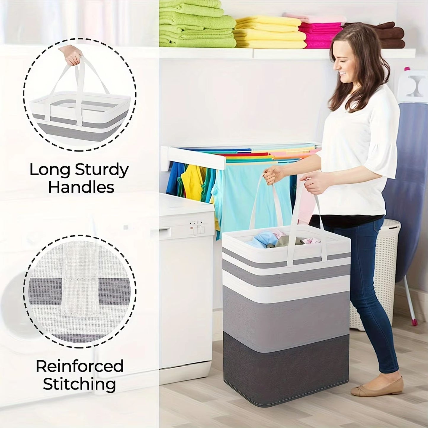 75L Large Laundry Basket With Handles  Durable Clothes Hamper For Home Dorm  Hotels 1