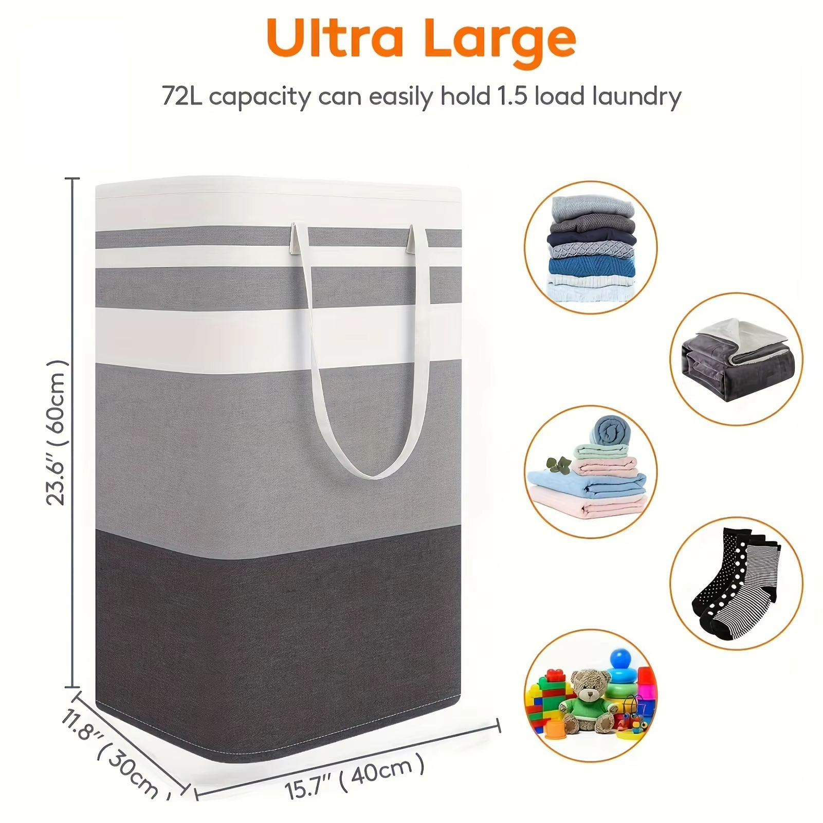 75L Large Laundry Basket With Handles  Durable Clothes Hamper For Home Dorm  Hotels 4