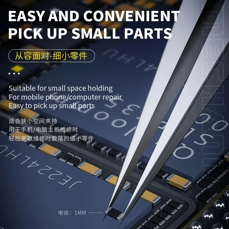 Professional MECHANIC KA Stainless Steel Tweezers AntiCorrosion High Hardness Precision Repair Tool 4