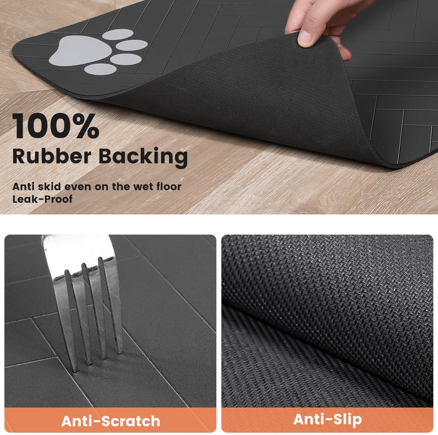 Absorbent Pet Feeding Mat with Waterproof Rubber, Quick-Dry, Dog, Cat Food Bowl Mat, Non-Slip Placemat for Free Meal