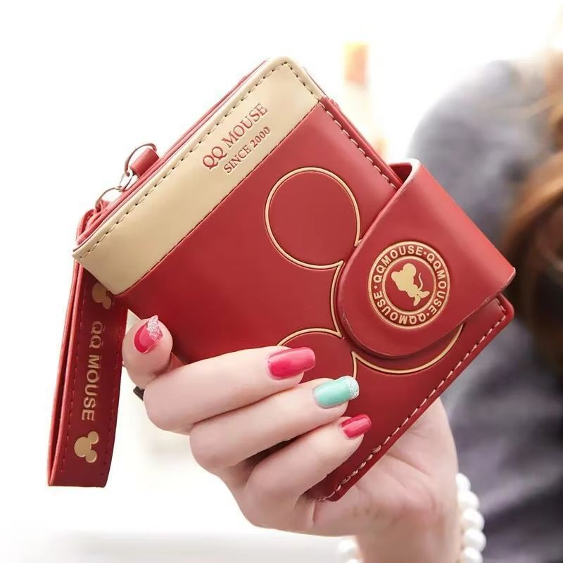 Women's Short PU Leather Wallet – Cute Cartoon Folding Zipper Handbag with Multi-Card Slots