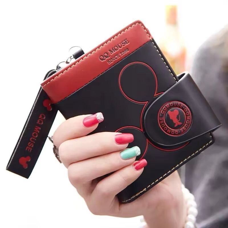 Womens Short PU Leather Wallet  Cute Cartoon Folding Zipper Handbag With MultiCard Slots 6