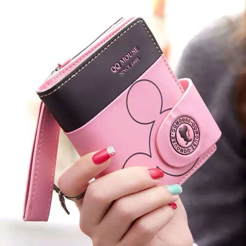 Womens Short PU Leather Wallet  Cute Cartoon Folding Zipper Handbag With MultiCard Slots 8