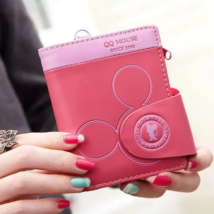 Womens Short PU Leather Wallet  Cute Cartoon Folding Zipper Handbag With MultiCard Slots 10