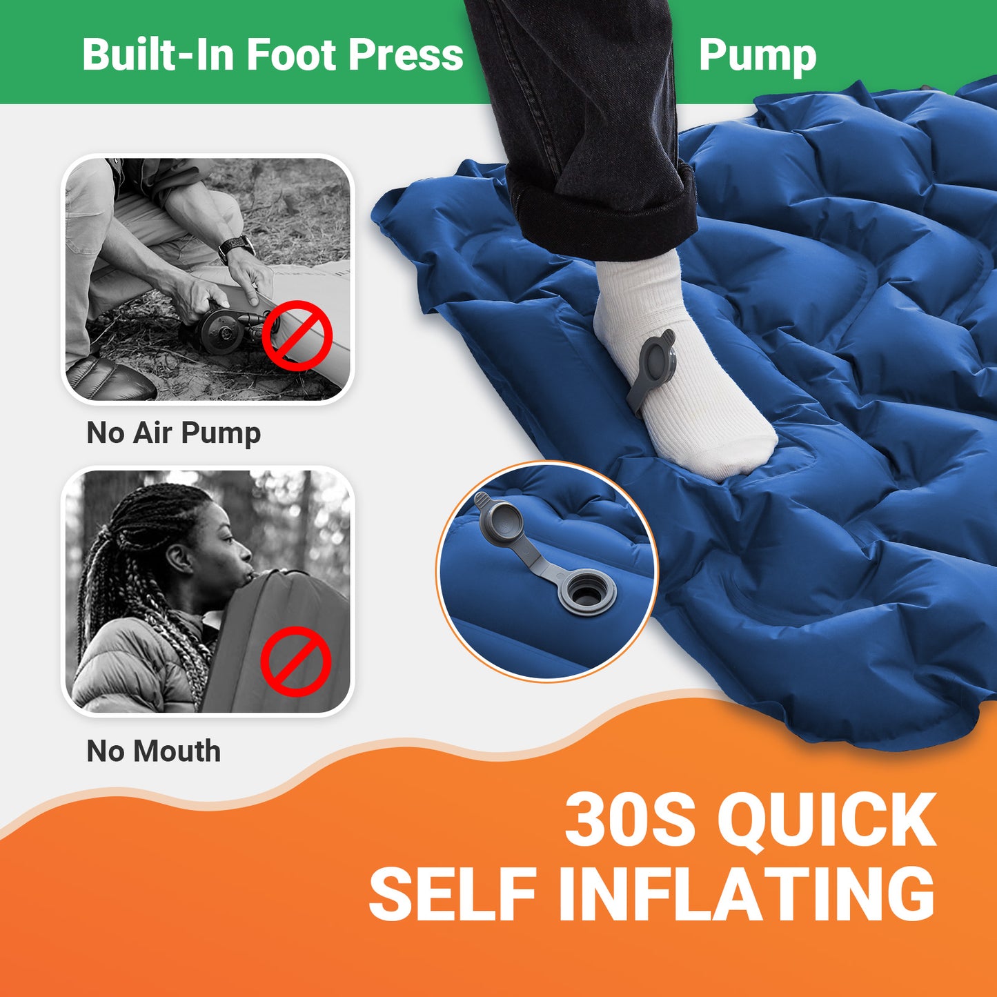 Ultralight KingCamp SelfInflating Sleeping Pad Inflatable Camping Mat With Pillow  Builtin Foot Pum 2