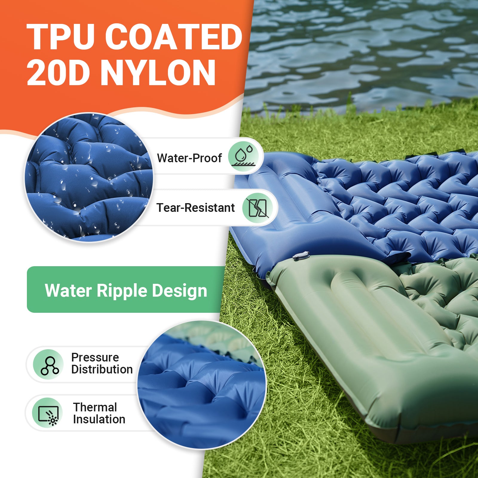 Ultralight KingCamp SelfInflating Sleeping Pad Inflatable Camping Mat With Pillow  Builtin Foot Pum 3
