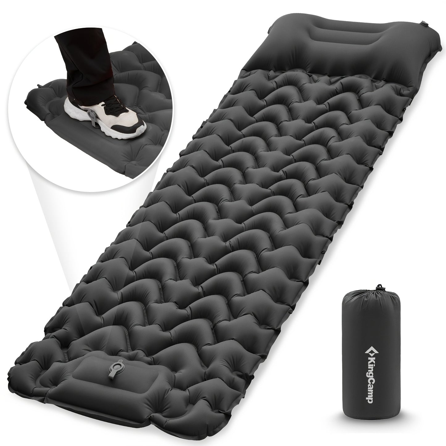 Ultralight KingCamp SelfInflating Sleeping Pad Inflatable Camping Mat With Pillow  Builtin Foot Pum 8