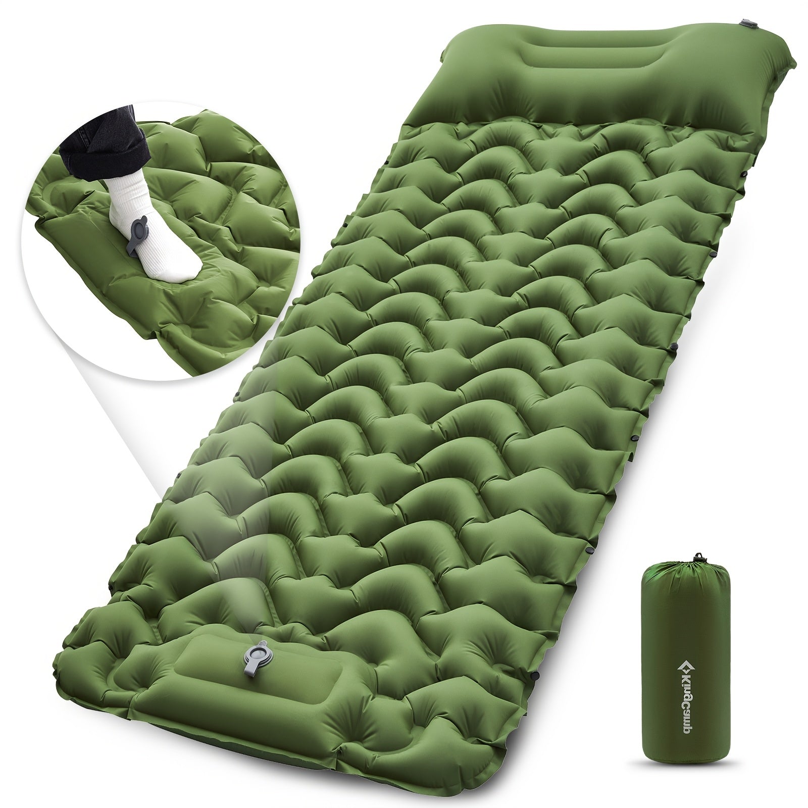 Ultralight KingCamp SelfInflating Sleeping Pad Inflatable Camping Mat With Pillow  Builtin Foot Pum 9