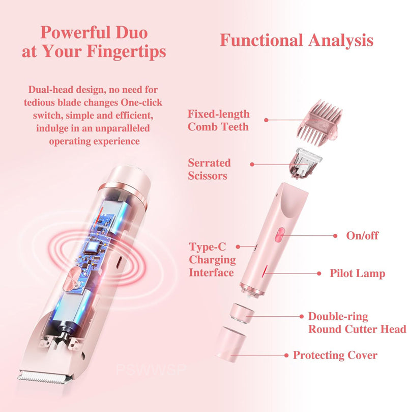 Electric Razor for Women, Painless Hair Remover for Face, Legs & Bikini, Mustache Epilator & Body Hair Trimmer