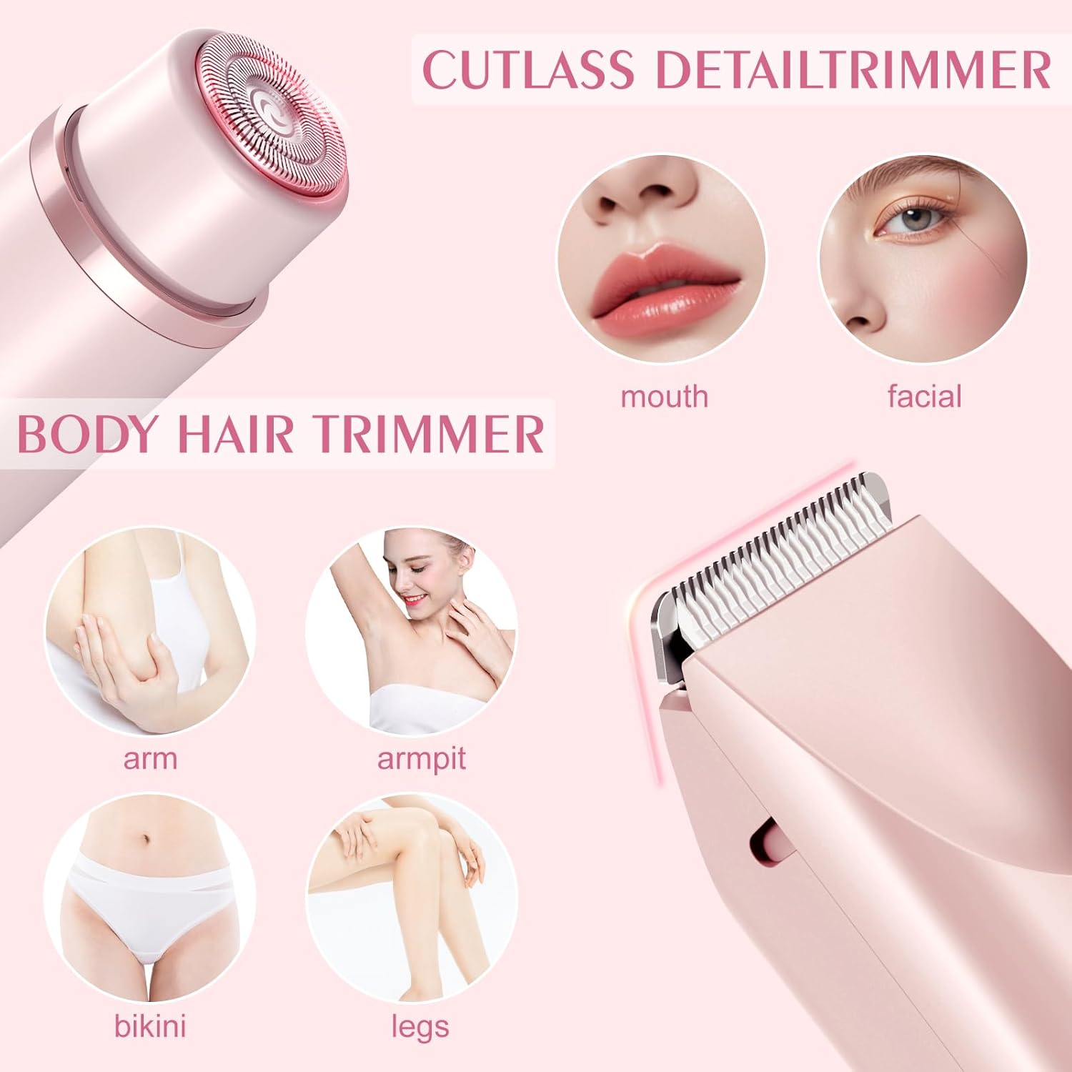 Electric Razor for Women, Painless Hair Remover for Face, Legs & Bikini, Mustache Epilator & Body Hair Trimmer