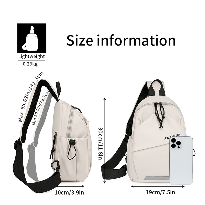 Unisex Chest Bag Fashion Nylon Messenger Bag With Adjustable Shoulder Strap  Zipper Closure For Out 5