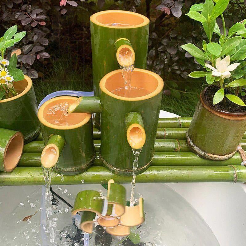 Bamboo Fountain Modern Home Decor Water Fountains Ornaments Garden Decoration for Indoor Outdoor Patio, Fish Tank