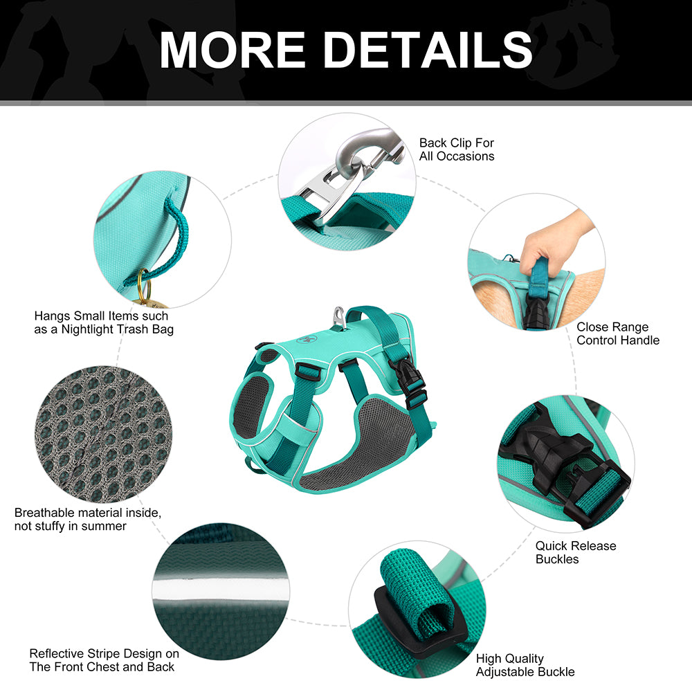 Mesh Breathable Dog Harness, Nylon Reflective Pet Training Vest, Adjustable, Durable for Small, Medium, Large Dogs