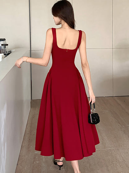 Elegant Luxury Dance Party Dress For Women New White Square Collar Sling Sexy Long Dress Summer Kor 5