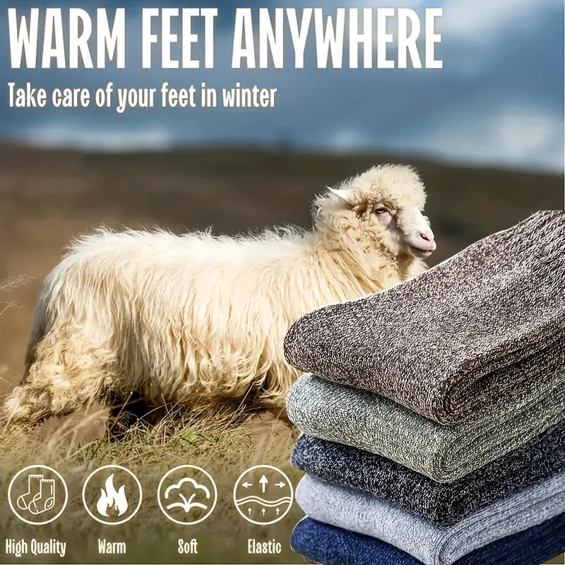 Mens Winter Warm Socks Thick Towel MidCalf Thermal Boot Socks AntiCold Solid Color Outdoor Snow Soc 1