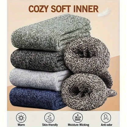 Mens Winter Warm Socks Thick Towel MidCalf Thermal Boot Socks AntiCold Solid Color Outdoor Snow Soc 2