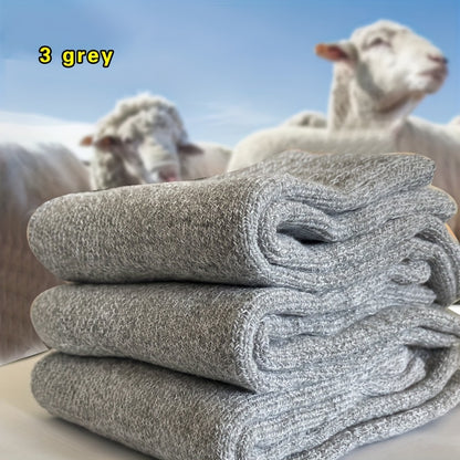 Mens Winter Warm Socks Thick Towel MidCalf Thermal Boot Socks AntiCold Solid Color Outdoor Snow Soc 3