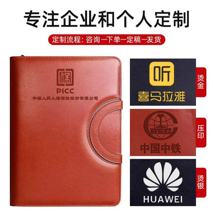 Leather Business File Folder With Calculator  A4 Document Holder  Multifunctional Office Organizer 3